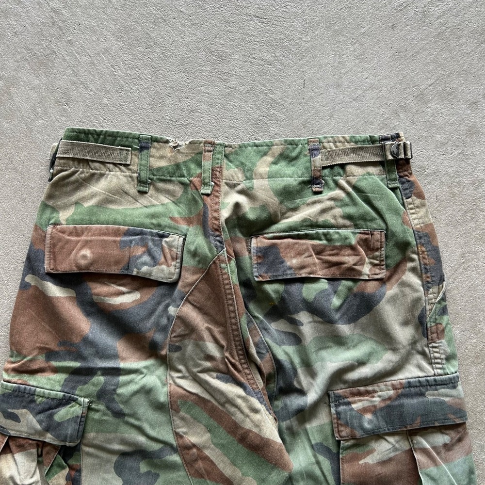 Vintage 80s US Army Cargo Pants Size 30x30 Brown Green Woodland Camo Trousers - Picture 7 of 11